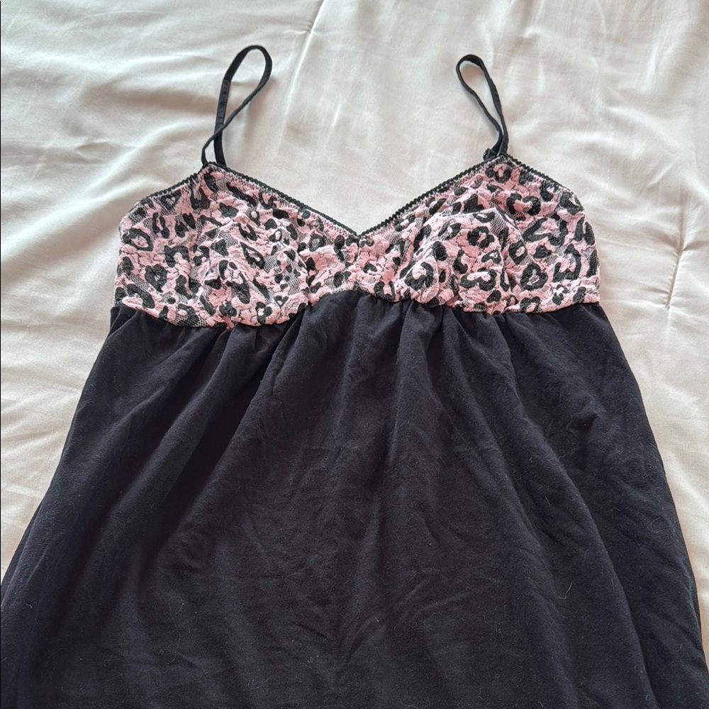 Jenni Pink and Black Leopard Print Chemise
